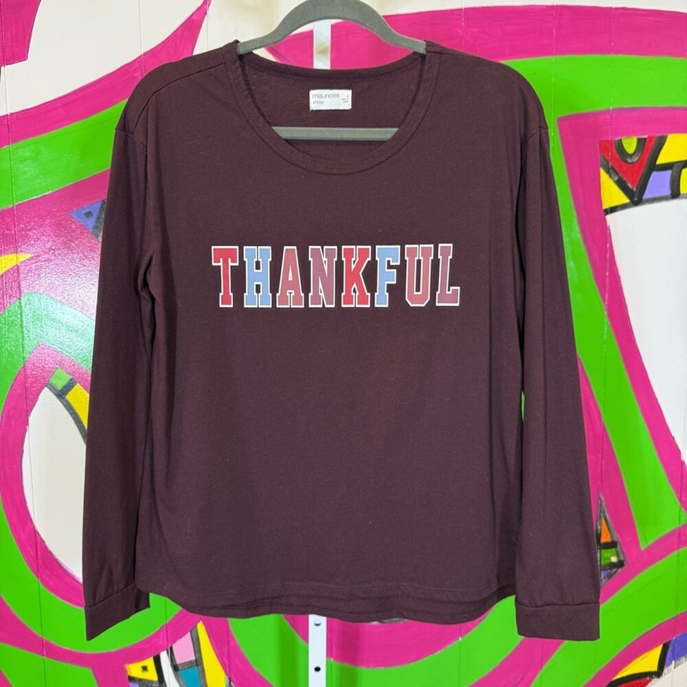 Maurices Sleep, THANKFUL. Plum Long Sleeve Shirt. Size Small.